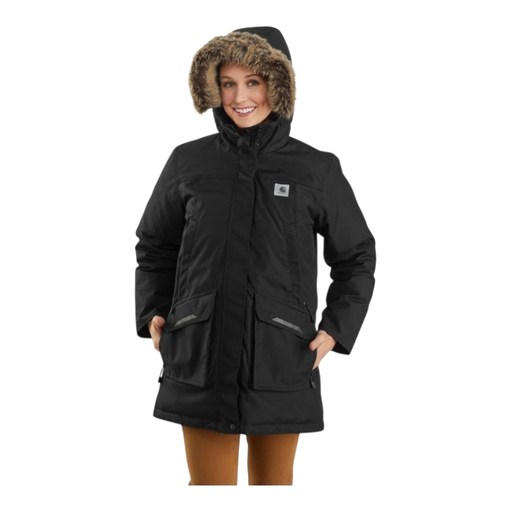 Carhartt Yukon Extreme Parka Faux Fur Detachable Hood Sz Medium 8-10 Black